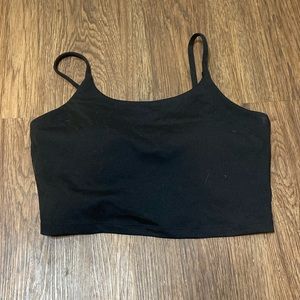 Spaghetti strap, black crop tank top